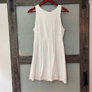 One Clothing Los Angeles White Sleeveless Eyelet Dress Exposed Zipper Juniors M